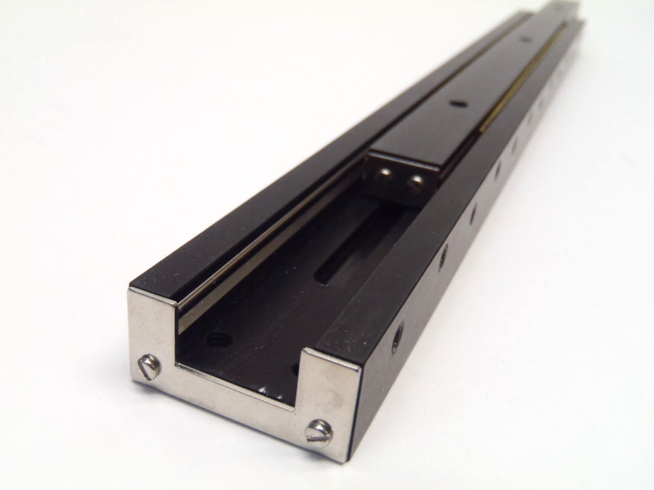Del-Tron RN-10 Crossed Roller Slide 10" Length 8" Travel Black Anodized - Maverick Industrial Sales