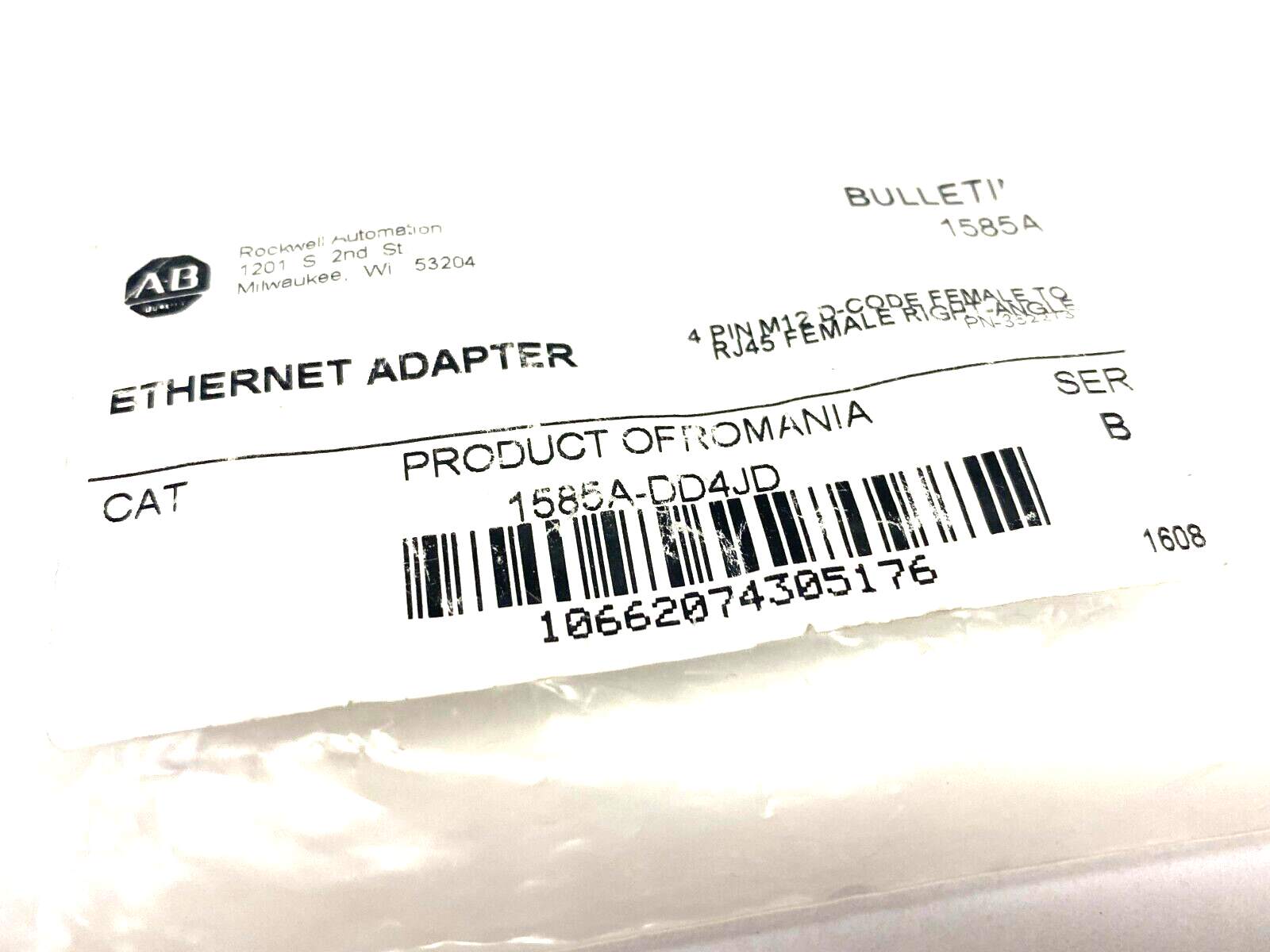 Allen Bradley 1585A-DD4JD Ser. B Ethernet Adapter 4-Pin M12 D-Code Female - New – Open box - Maverick Industrial Sales