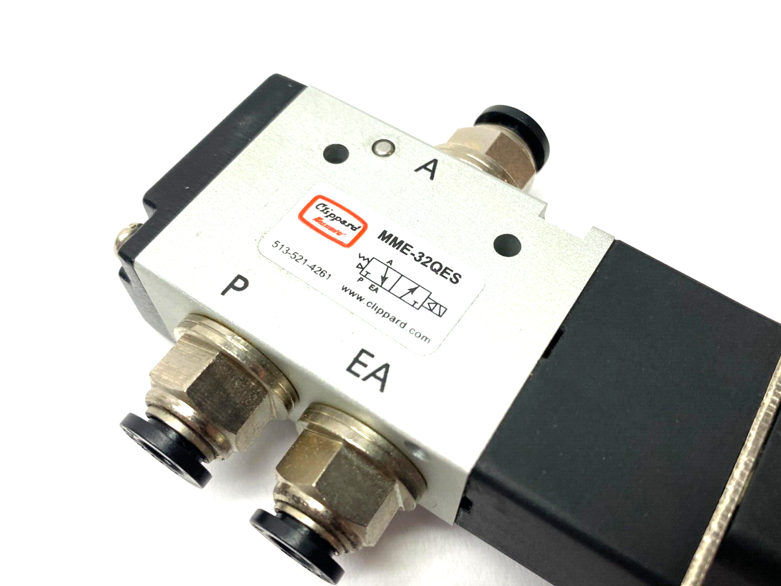 Clippard MME-32QES Maximatic Spring Return Solenoid Valve 3-Way 2-Pos - Maverick Industrial Sales