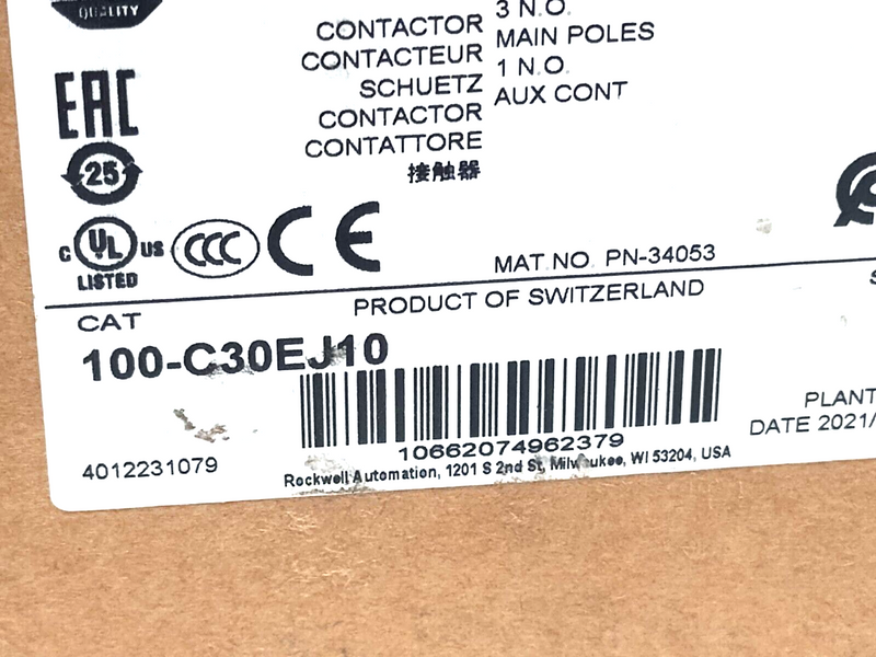 Allen Bradley 100-C30EJ10 Ser. C IEC Contactor 3P 30A 24VDC Electronic Coil - Maverick Industrial Sales