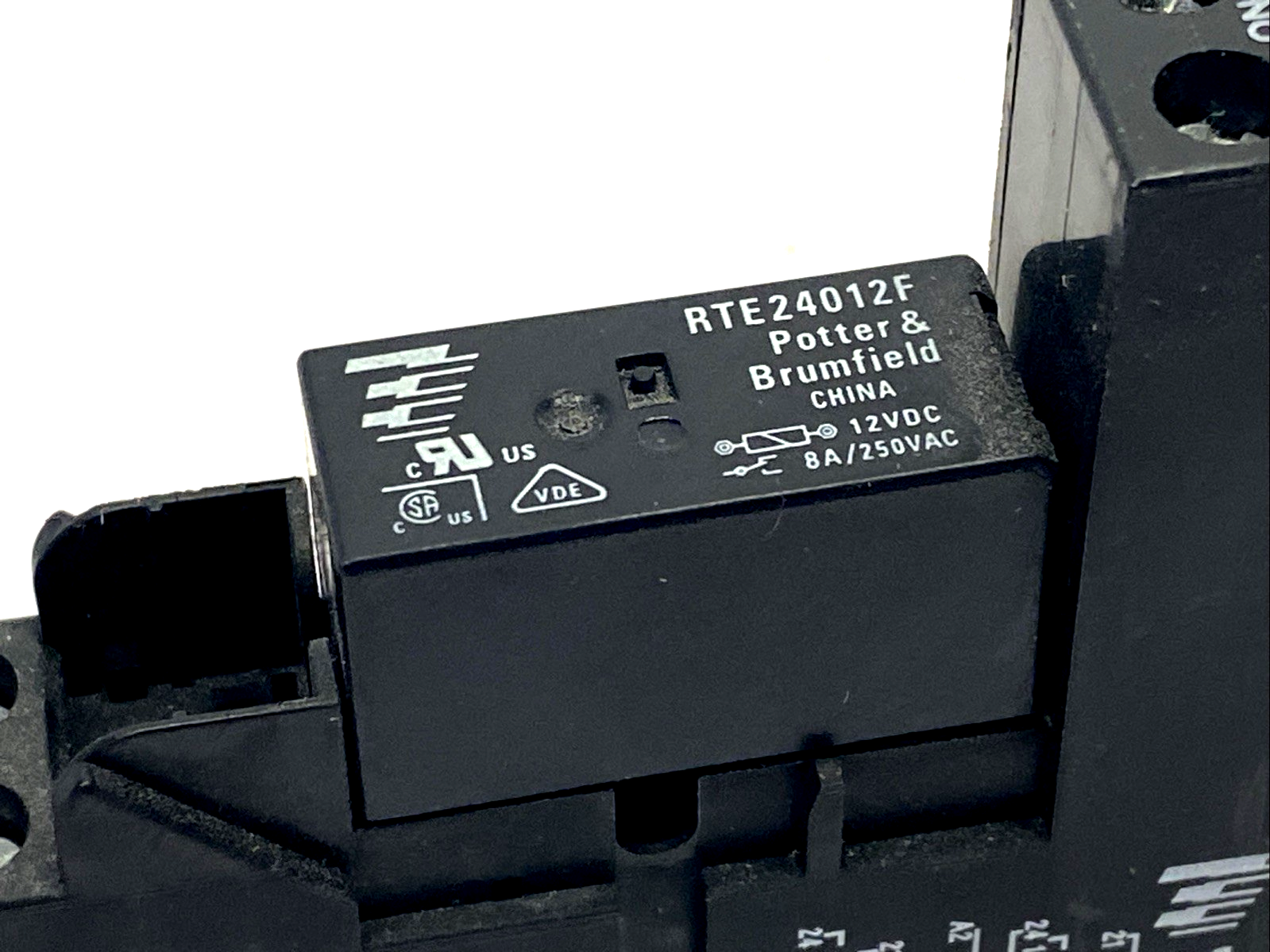 Potter & Brumfield RTE24012F Relay DPDT 8A 12V, RT78726 Socket/Base, LOT OF 2 - Maverick Industrial Sales