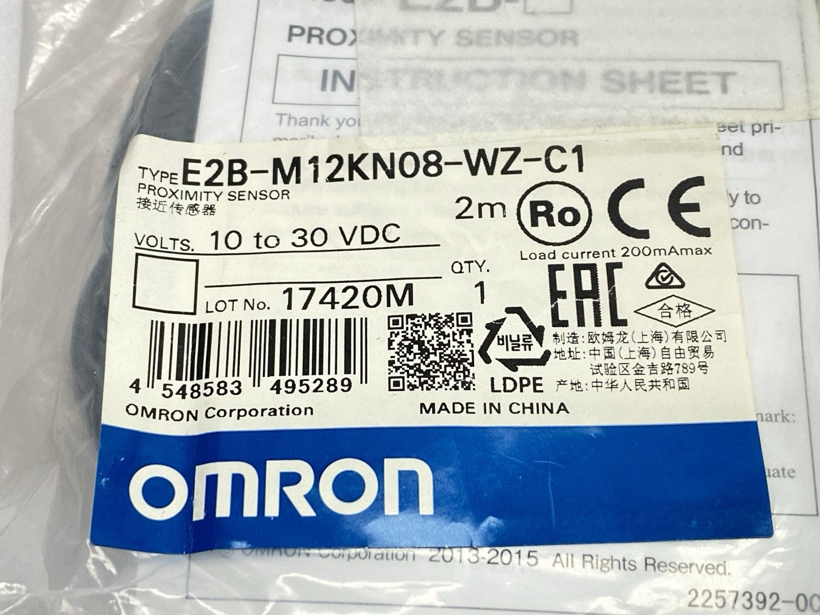 E2B-M12KN08-WZ-C1 | Omron Proximity Sensor 10-30VDC - New - Maverick Industrial Sales