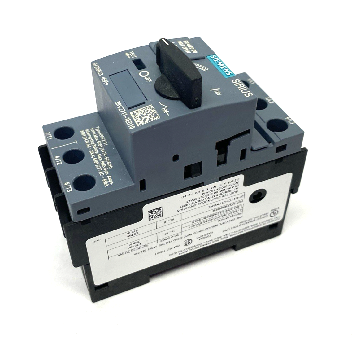 Siemens 3RV2711-1ED10 SIRIUS Motor Starter Circuit Breaker Frame, Size S00, 3P - Maverick Industrial Sales