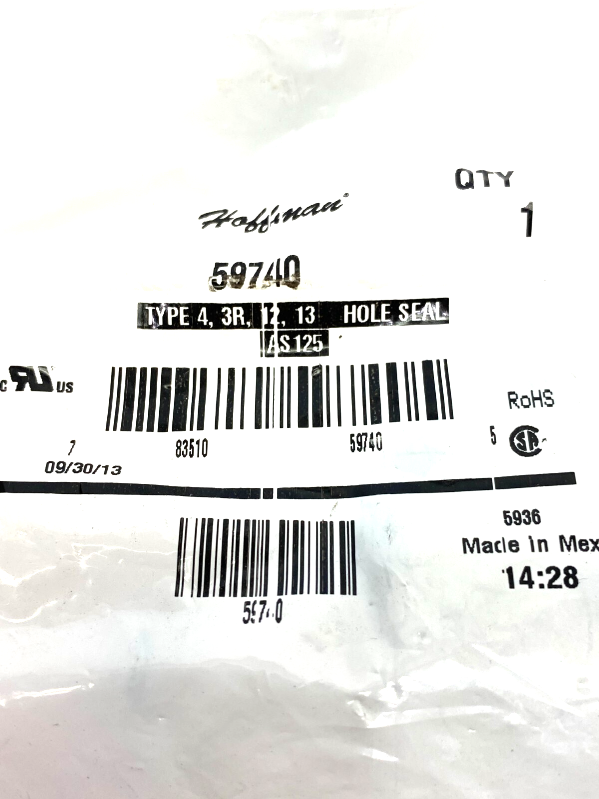 Hoffman AS125 Knockout Hole Seal Type 4, 3R, 12, 13, 2.19-inch Diameter - Maverick Industrial Sales