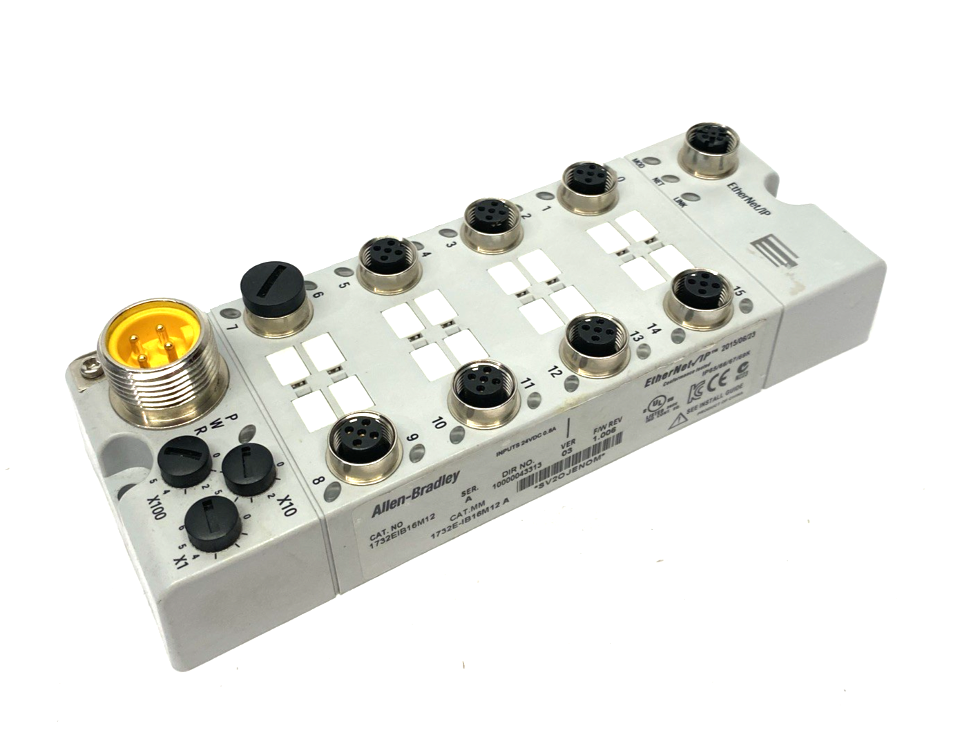 1732E-IB16M12 | Allen Bradley Ser. A AmorBlock 16-Point Input Module, EtherNet/IP - Used - Maverick Industrial Sales