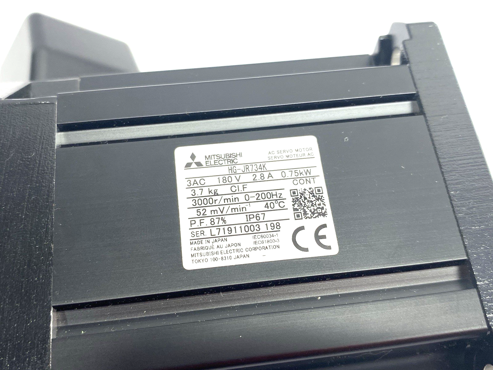 HG-JR734K | Mitsubishi Electric Brushless AC Servo Motor, Rotary, Keyed Shaft - New – Open box - Maverick Industrial Sales