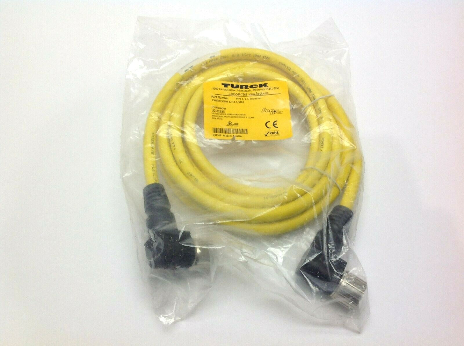 Turck CSWM CKWM 12-12-4/S101 Multifast Molded Cable U2-02885 12 Pin Male/Female - Maverick Industrial Sales