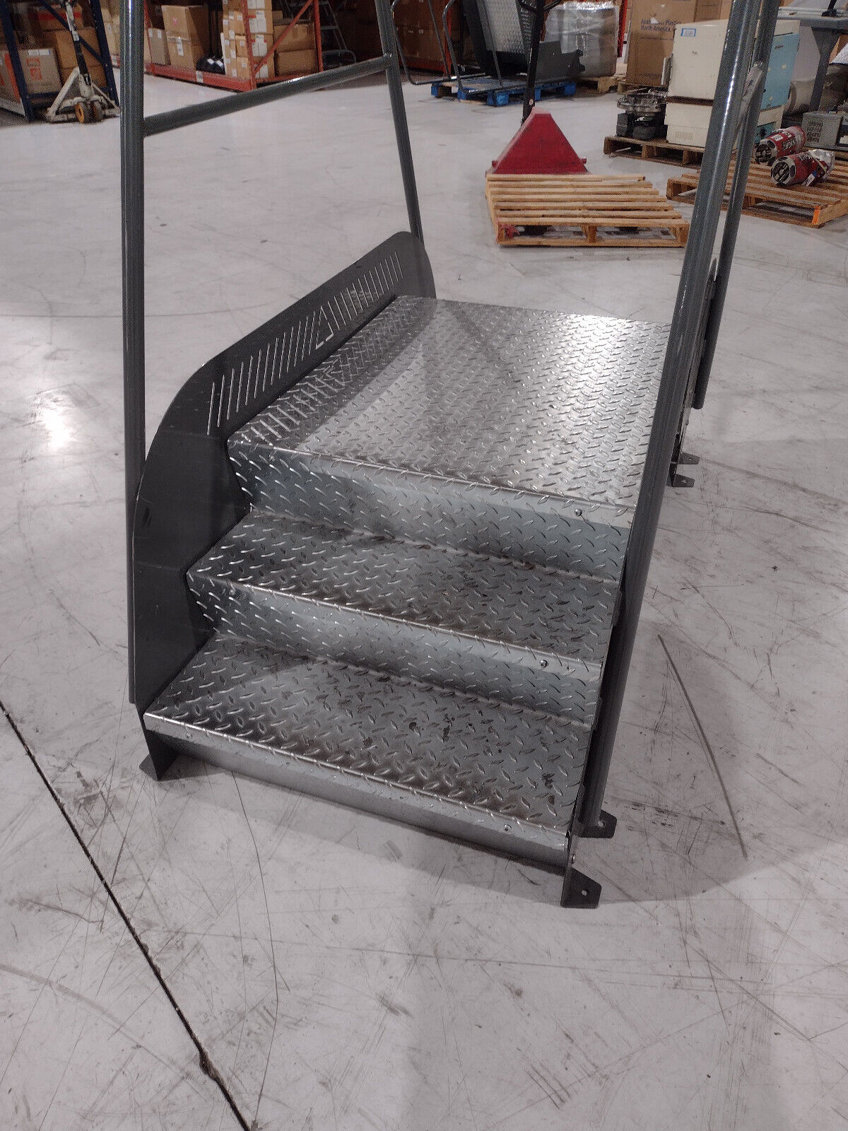 Industrial Steel Crossover Catwalk 68"L x 38"W x 63.5"H Diamond Plate Stairs - Maverick Industrial Sales