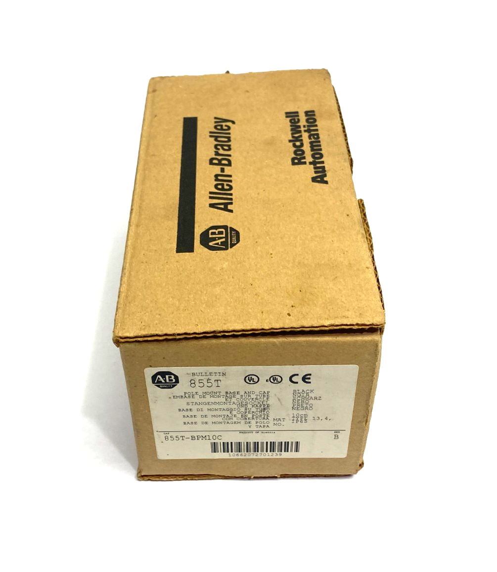 855T-BPM10C | Allen Bradley Ser. B Pole Mount Base & Cap 10cm, Black - New – Open box - Maverick Industrial Sales