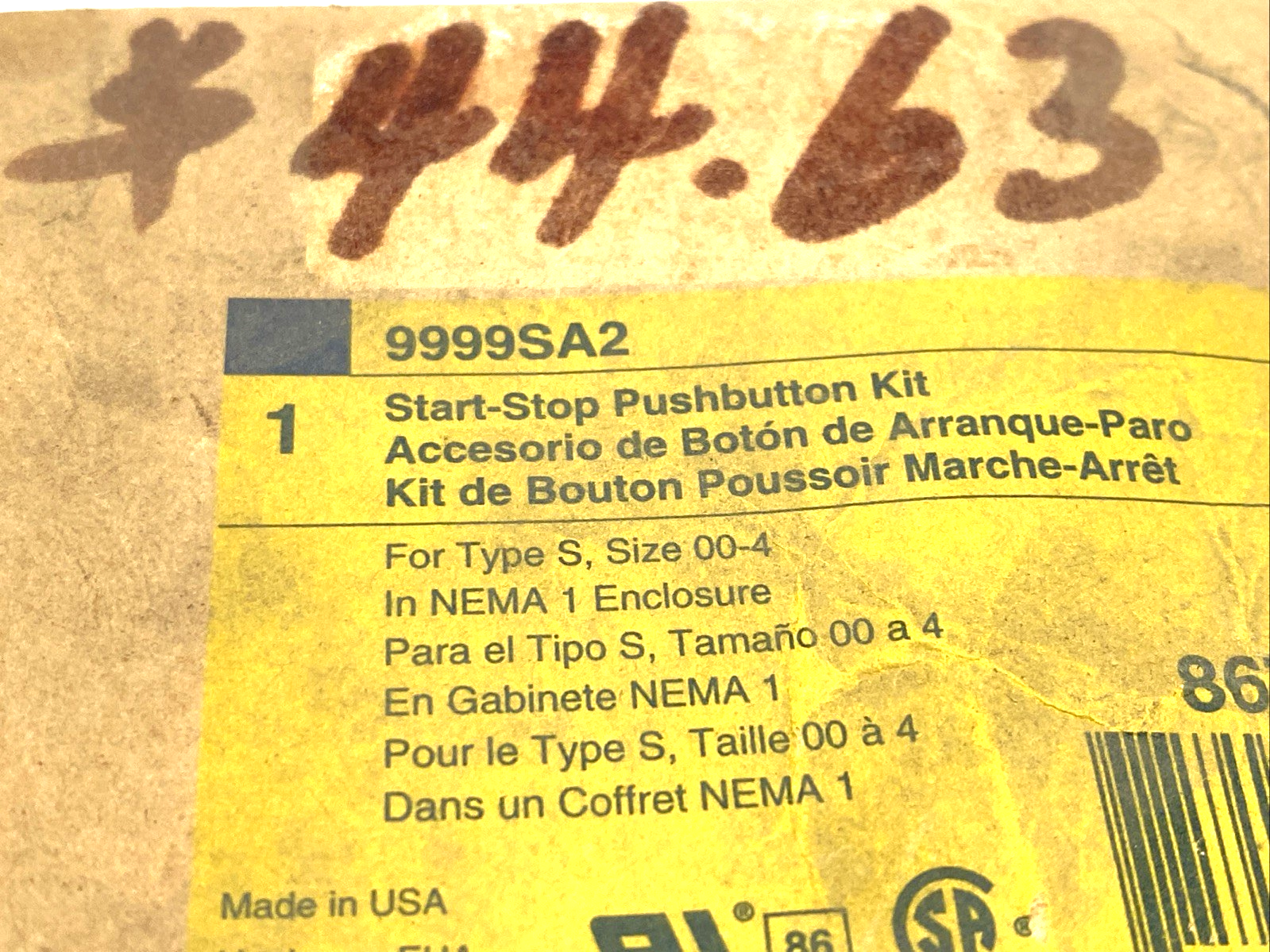 9999SA2 | Square D NEMA Motor Starter & Contactor, Type S, Start/Stop Push Button - New – Open box - Maverick Industrial Sales