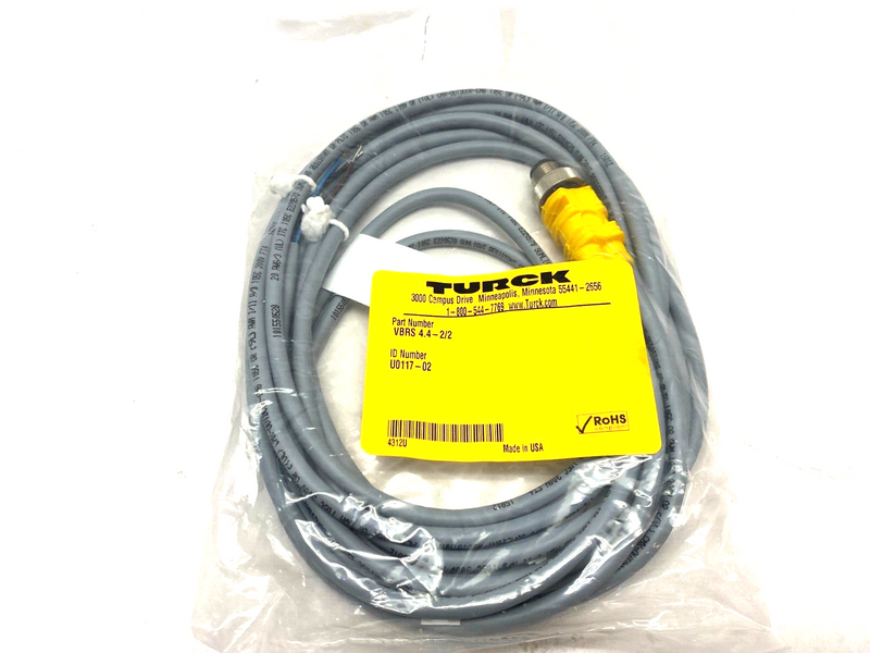 Turck VBRS 4.4-2/2 Splitter Junction Cordset M12 4-Pin to Dual Pigtail U0117-02 - Maverick Industrial Sales