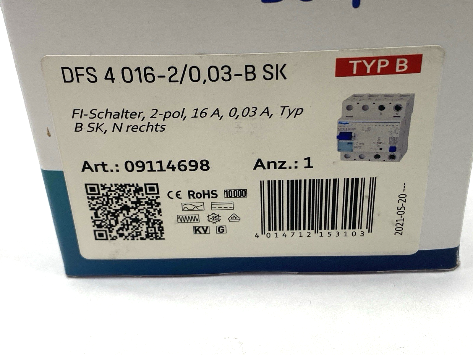 Doepke DFS 4 016-2/0,03-B SK Residual Current Circuit Breaker Type B 09114698 - Maverick Industrial Sales