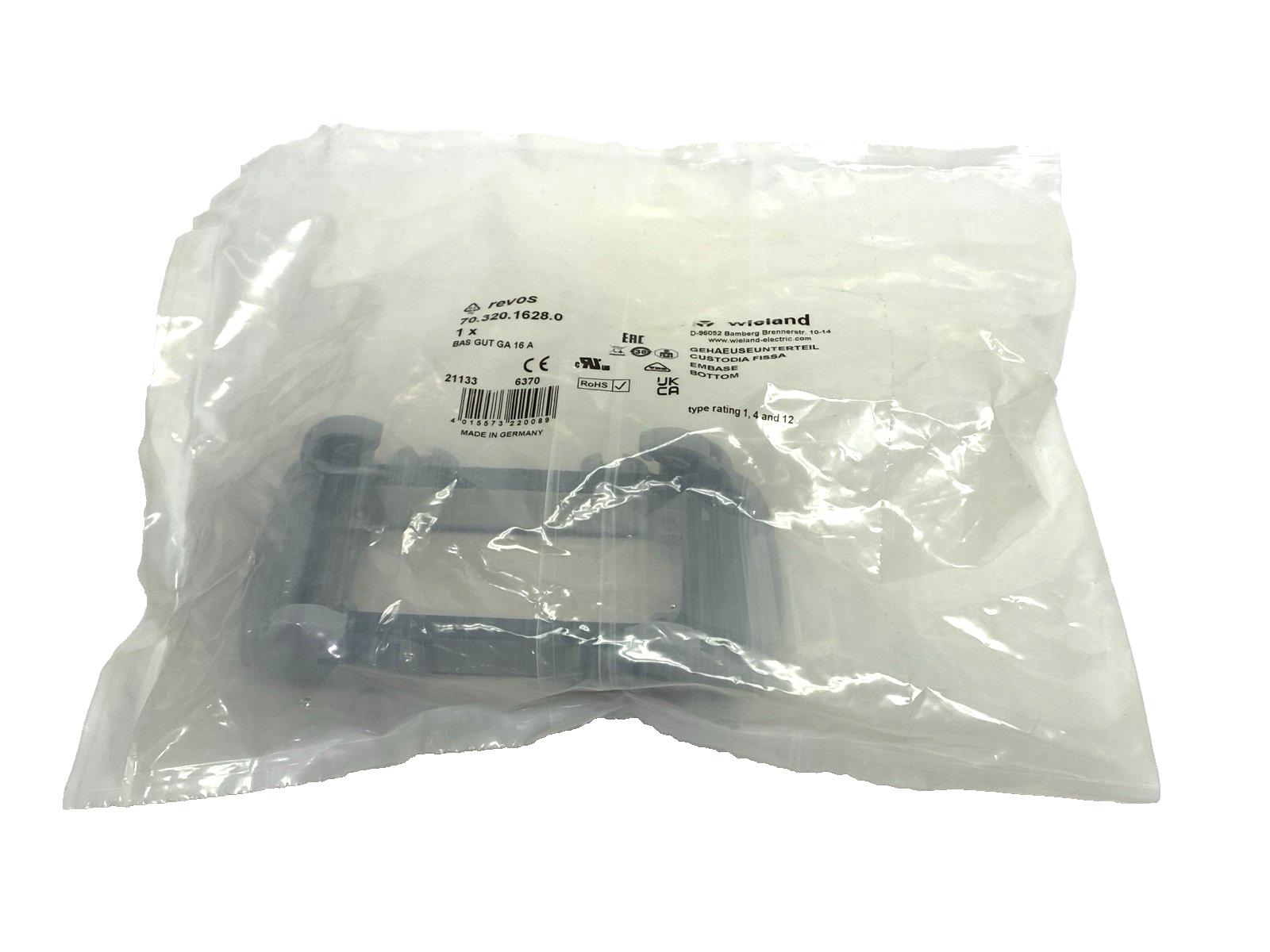 Revos 70.320.1628.0 Heavy Duty Connector Bottom BAS GUT GA 16 A - Maverick Industrial Sales
