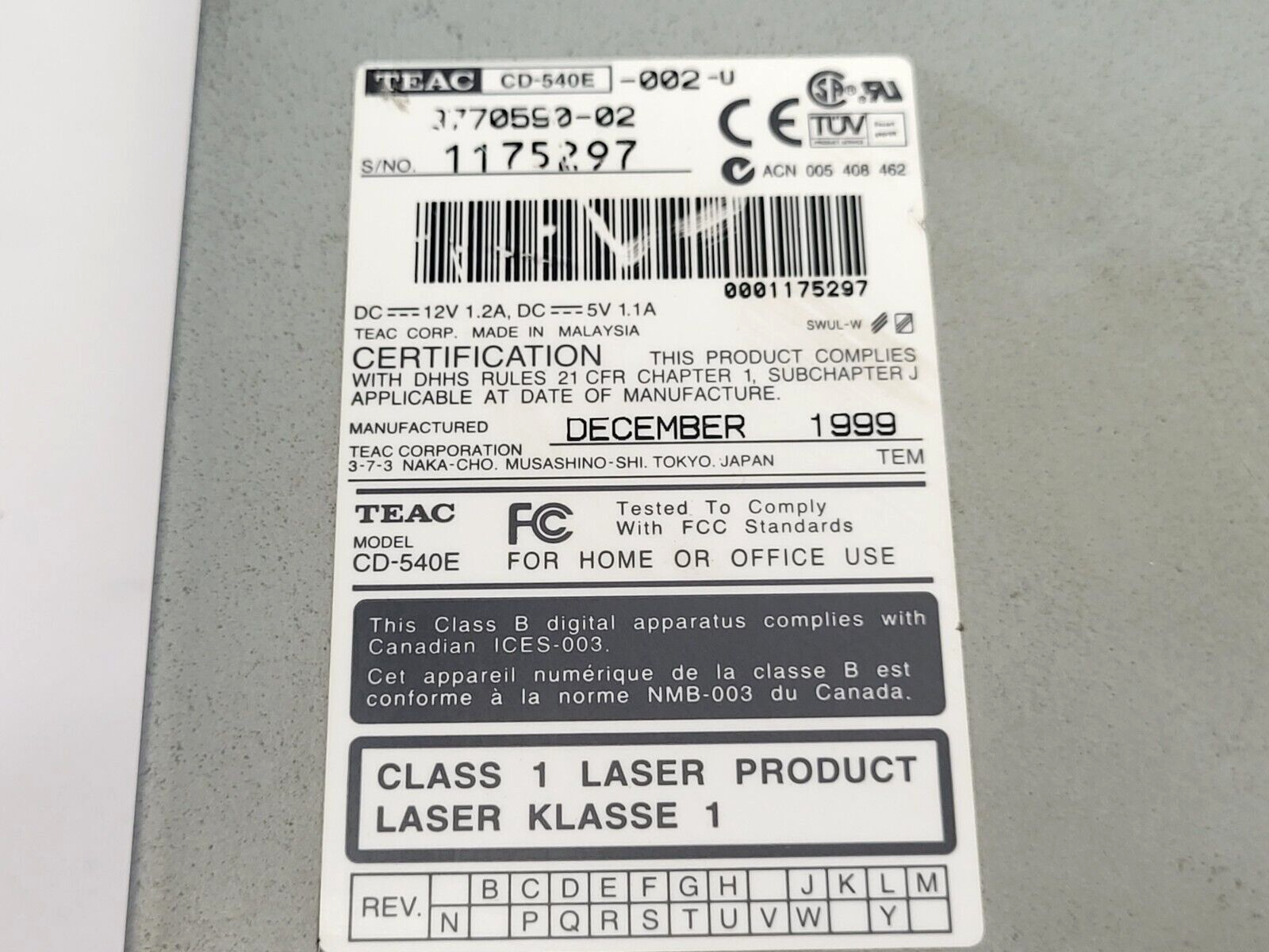 Teac CD-540E-002 Internal IDE CD-ROM Drive 19770590-02 - Maverick Industrial Sales