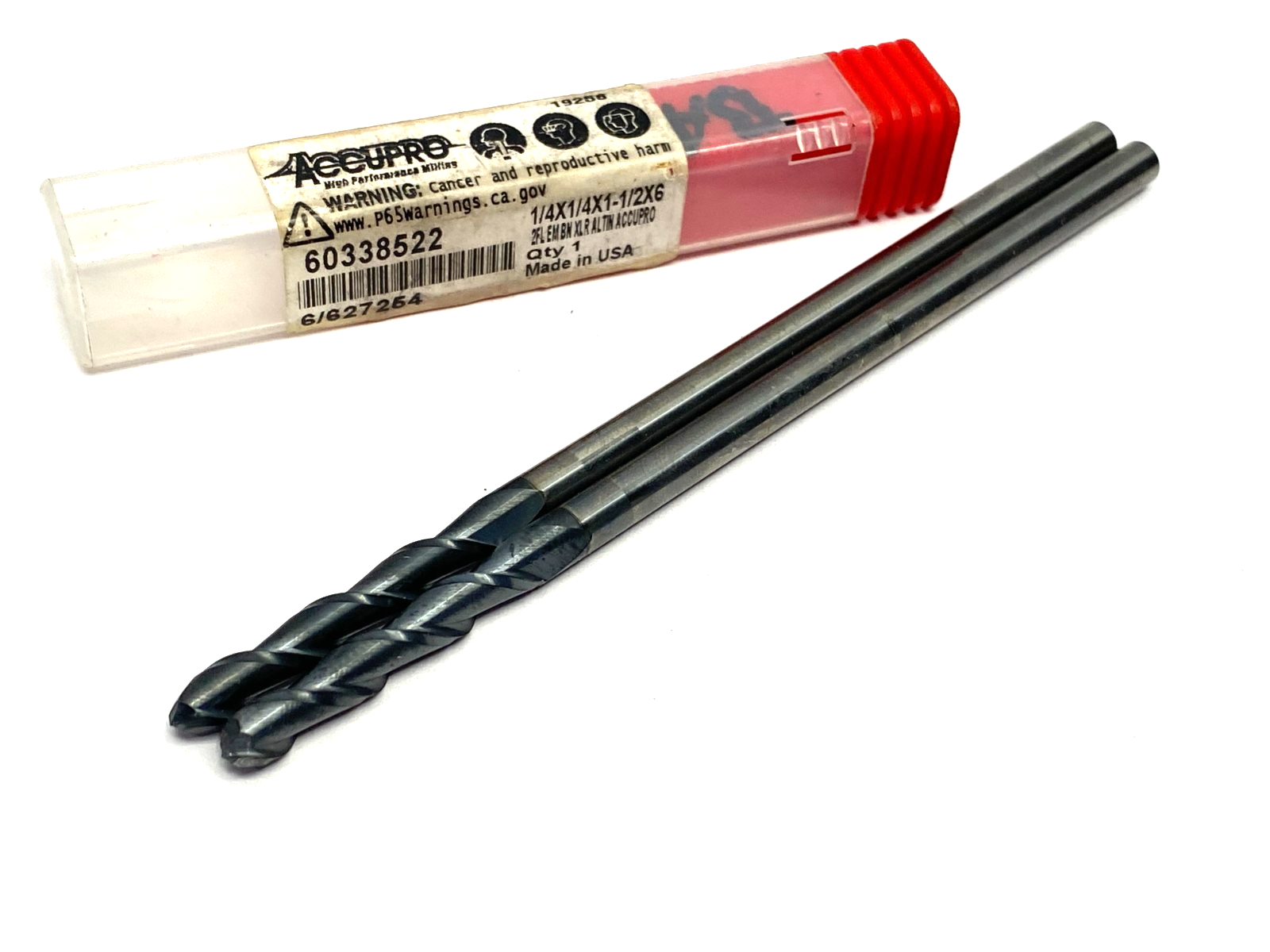 Accupro 60338522 Ball End Mill: 1/4" Dia, 1-1/2" LOC, 2 Flute, Carbide LOT OF 2 - Maverick Industrial Sales