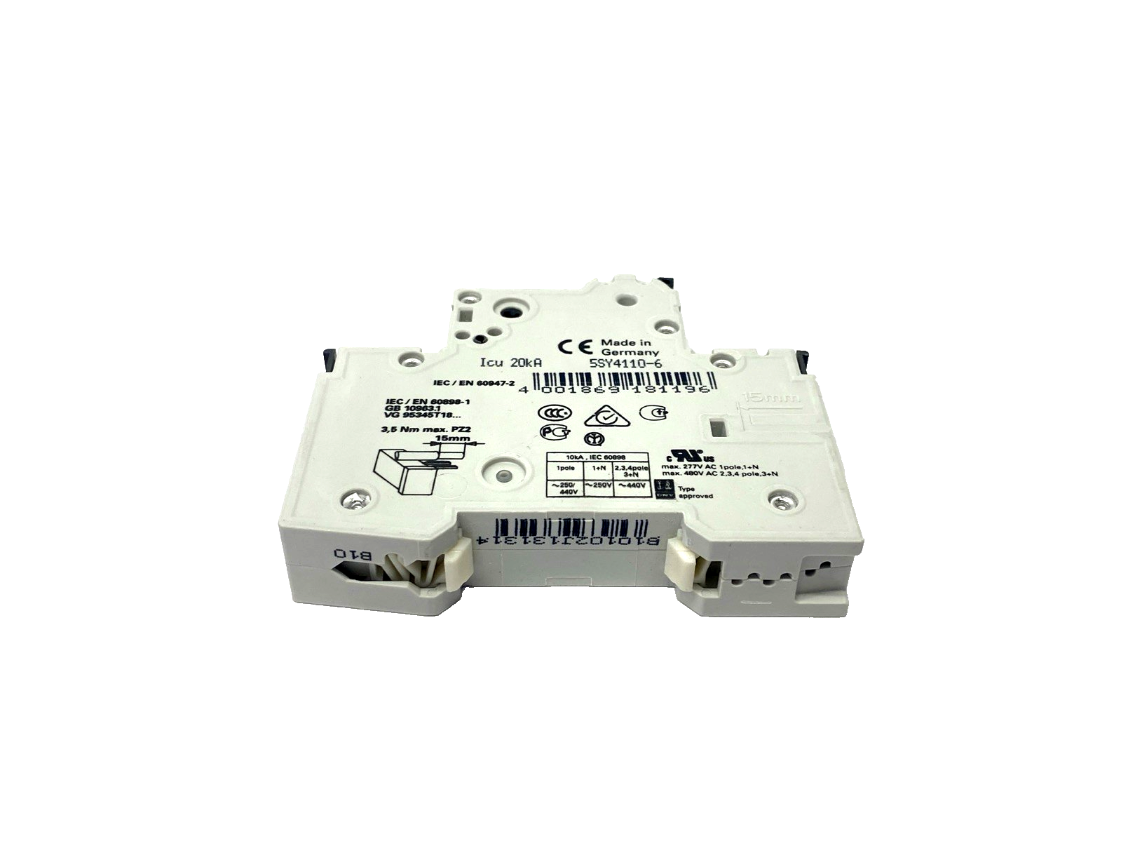 5SY4110-6 | Siemens Miniature Circuit Breaker 1P 10A 230/400V 10kA - Used - Maverick Industrial Sales