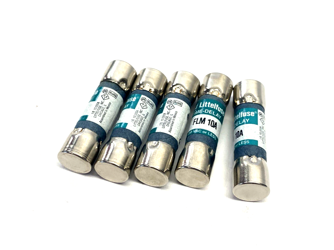 FLM010,FLM 10A | Littelfuse FLM010 Midget Fuse 10A 250VAC Time-Delay Class CC LOT OF 5 - New – Open box - Maverick Industrial Sales