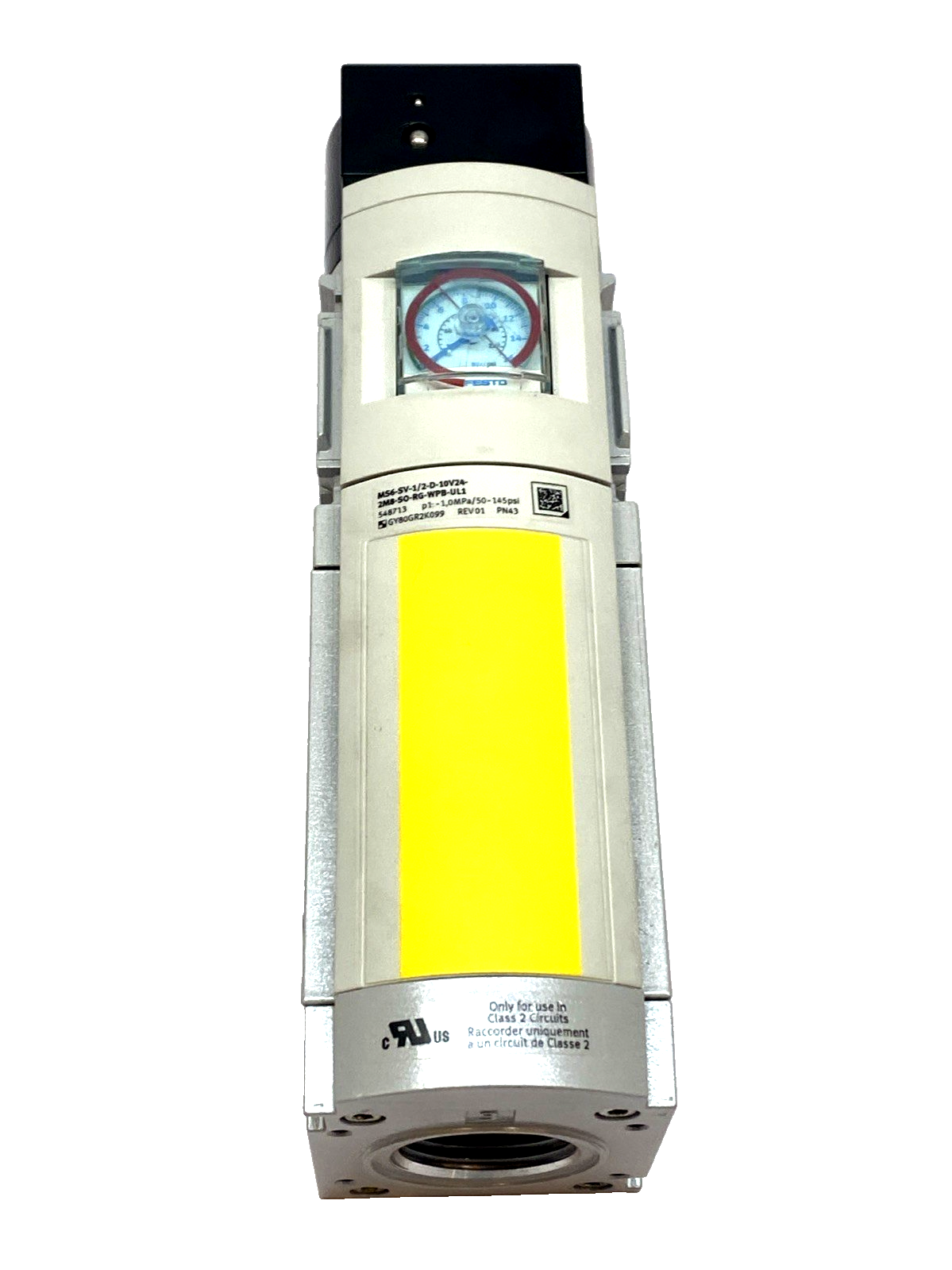 Festo 548713 MS6-SV-1/2-C-10V24-S-WP Valve w/ 701609 0–16 Bar Gauge - Maverick Industrial Sales