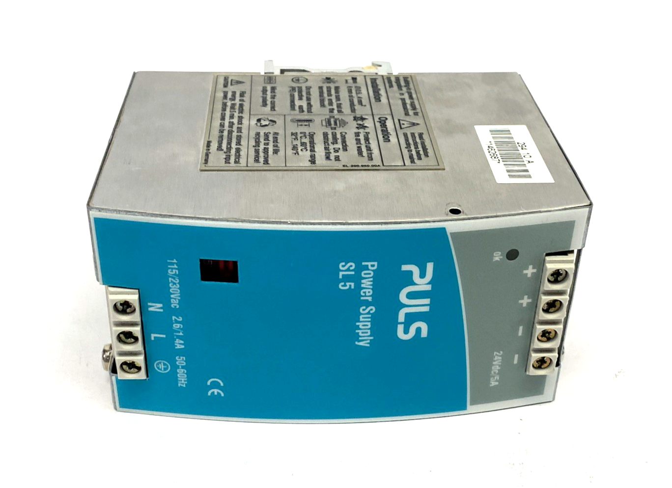 SL5.100 | Puls Single Phase DIN Rail Power Supply 115/230VAC 24VDC 5A 120W - Used - Maverick Industrial Sales