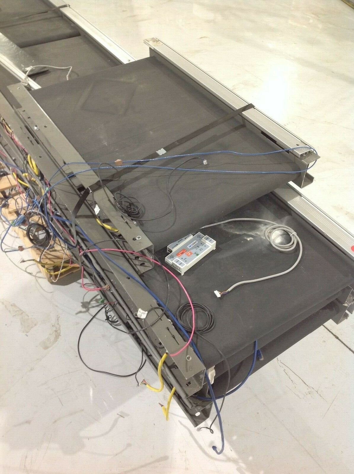 Blue Arc Belt Conveyor 42' L x 21” W, Belt Over Power Roller - Maverick Industrial Sales