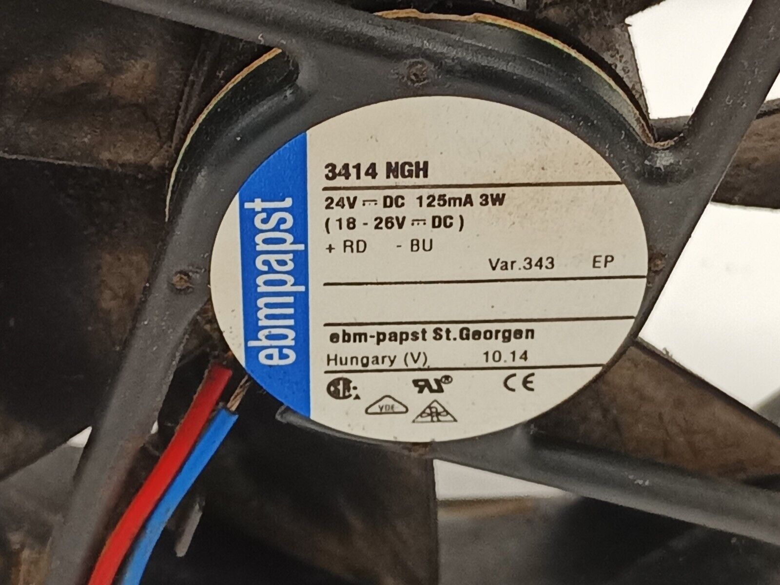 Ebm-Papst 3414 NGH DC Axial Compact Fan 24V 92x92x25mm CC 3000RPM - Maverick Industrial Sales