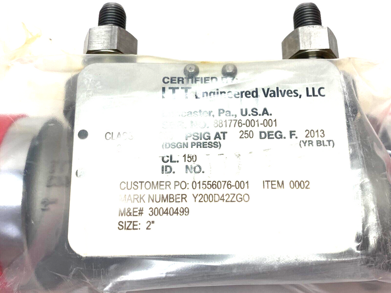 ITT Engineered Valves Y200D42ZGO Dia-Flo 2" Diaphragm Valve 200psig @ 250 Deg - Maverick Industrial Sales