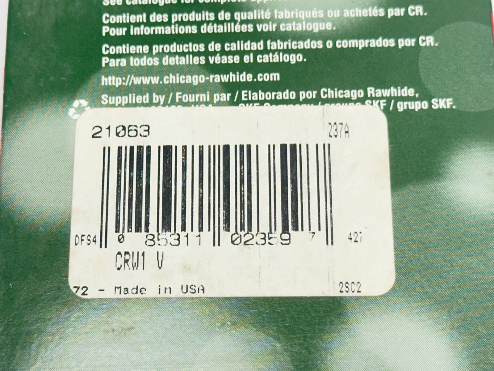 CR Chicago Rawhide 21063 CRW1 V Radial Oil Seal - Maverick Industrial Sales