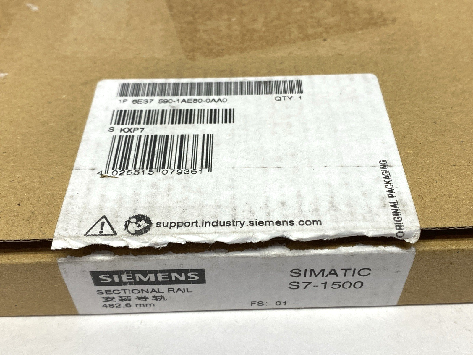 Siemens 6ES7590-1AE80-0AA0 SIMATIC S7-1500 Sectional Mounting Rail 482.6mm - Maverick Industrial Sales