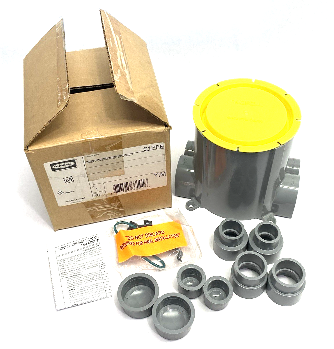 Hubbell S1PFB Round Flush Floorbox, PVC, 3.00" Minimum Dept of Pour - Maverick Industrial Sales