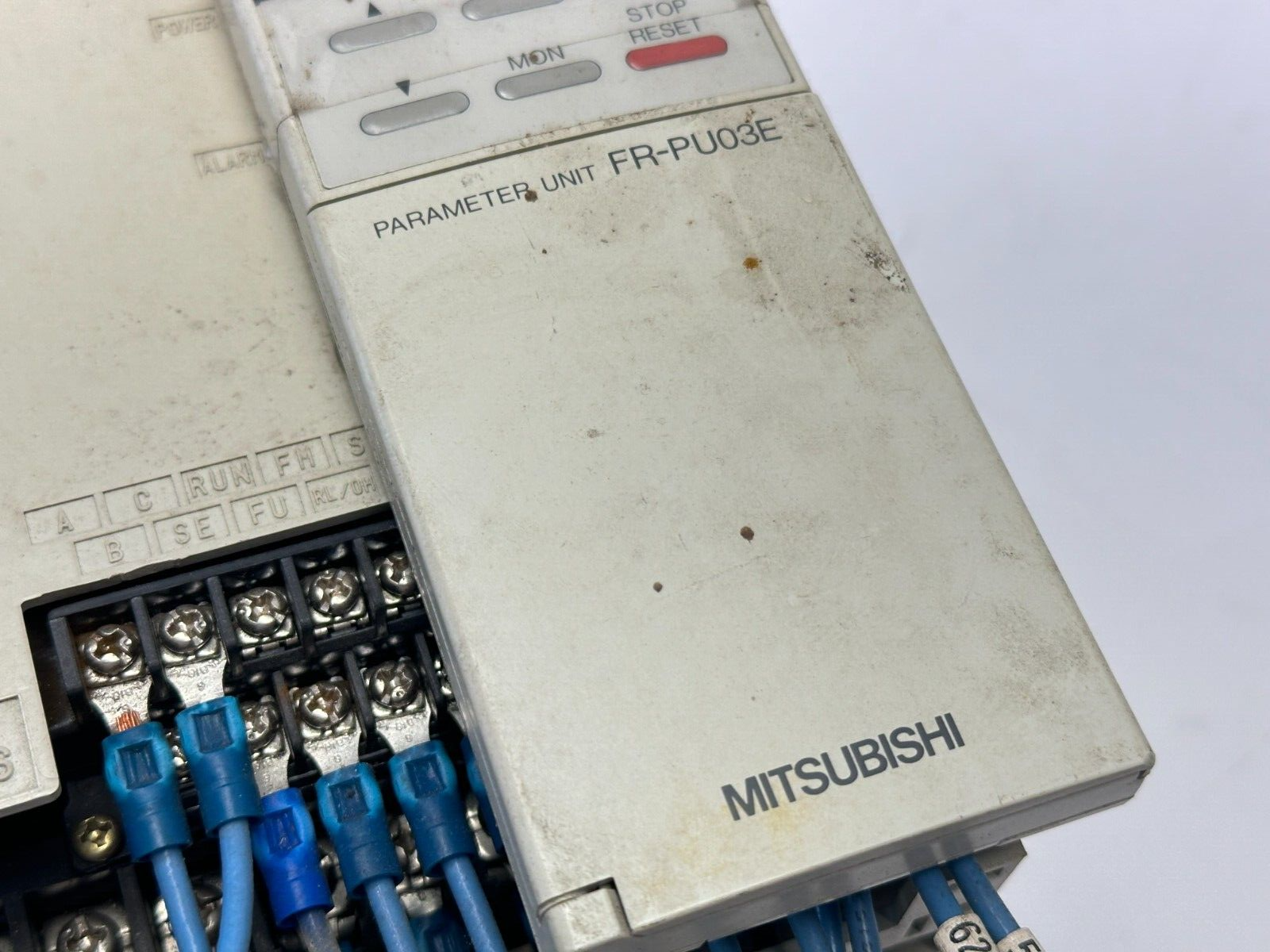 Mitsubishi FR-A044-1.5K-CD AC Drive 4A 2HP NO COVER w/ FR-PU03E Parameter Unit - Maverick Industrial Sales