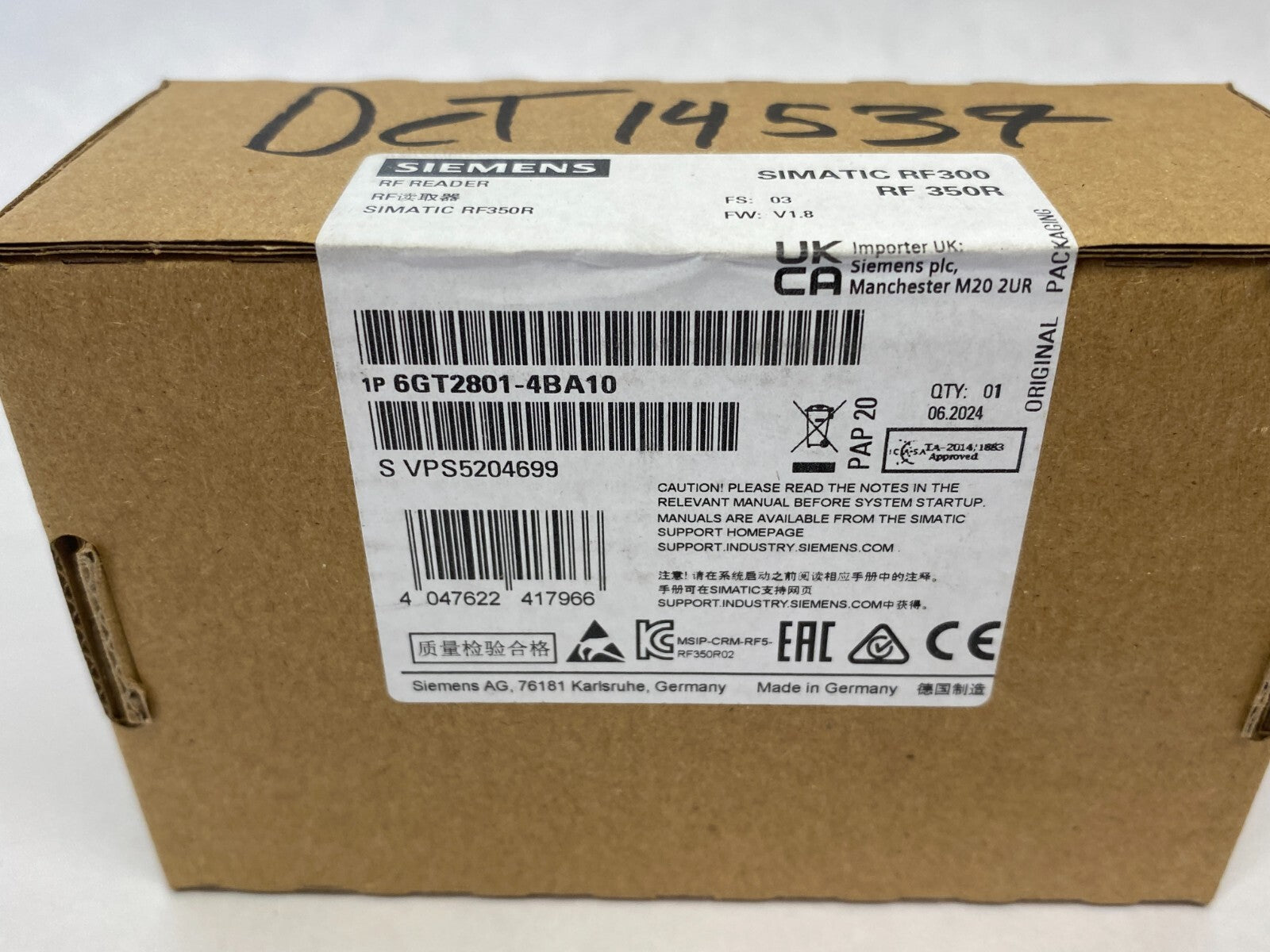 Siemens 6GT2801-4BA10 SIMATIC RF350R Gen 2 Reader RS422 interface - Maverick Industrial Sales