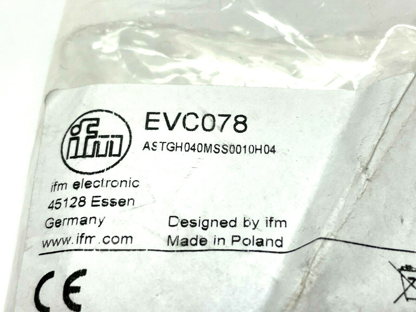 IFM EVC078 Male Cordset 10m Length M12 Connector ASTGH040MSS0010H04 - New – Open box - Maverick Industrial Sales