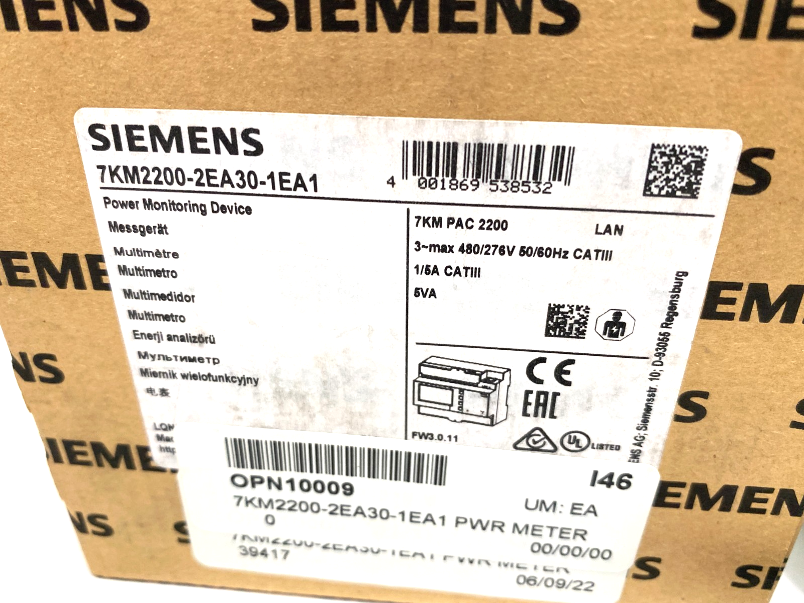 Siemens 7KM2200-2EA30-1EA1 SENTRON Power Monitoring Device 7KM PAC2200 - Maverick Industrial Sales