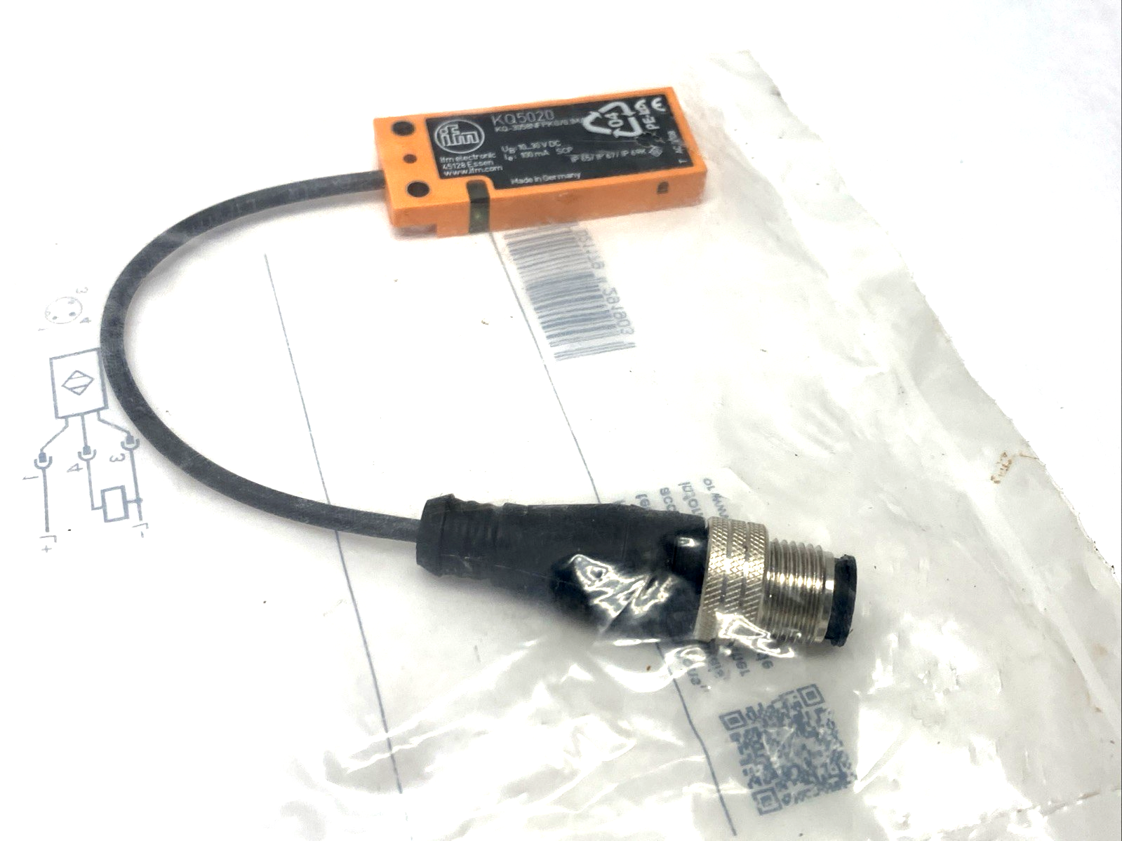 KQ5020 | ifm Capacitive Sensor M12 3-Pin Male 0.1m KQ-3058NFPKG/0,1M/US - New - Maverick Industrial Sales