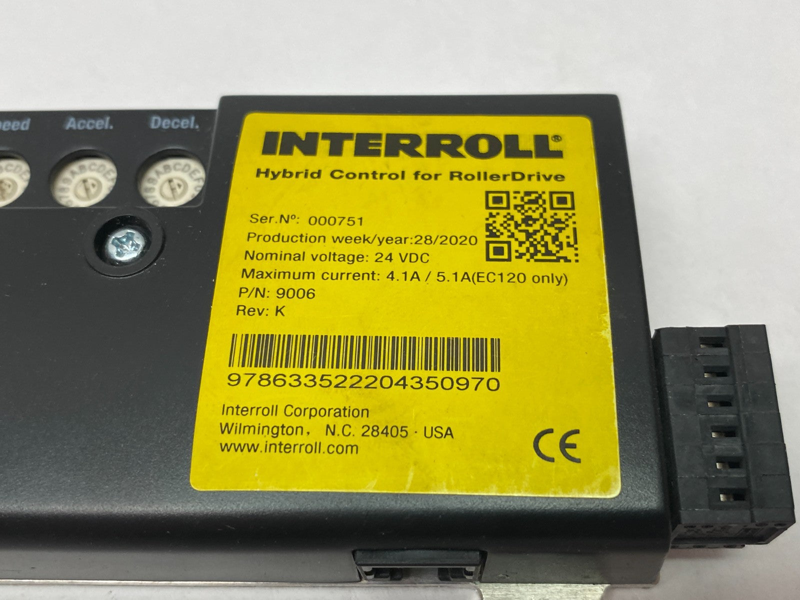 Interroll 9006 Rev. K Hybrid Controller for RollerDrive 4.1A/5.1A - Maverick Industrial Sales