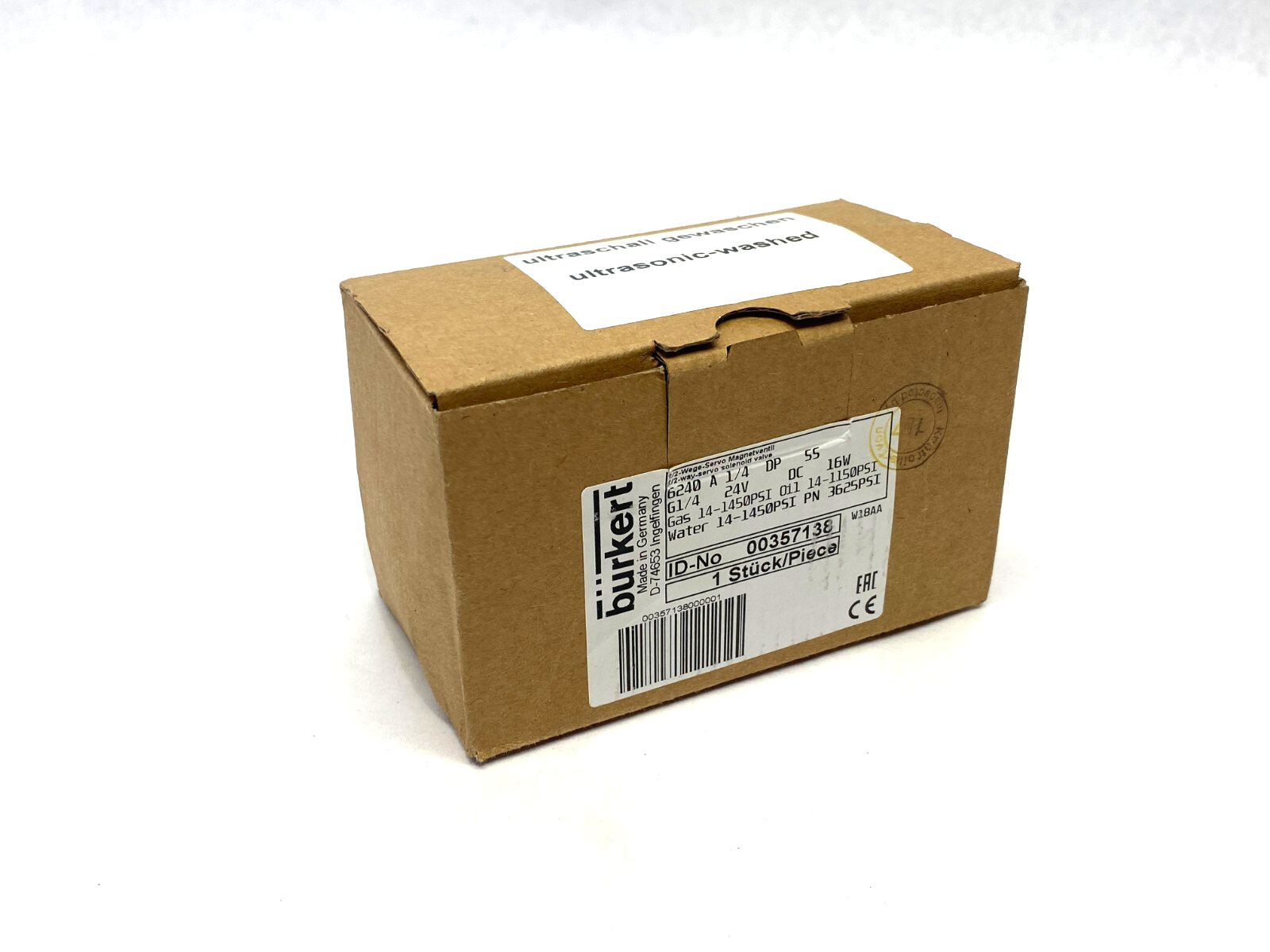Bürkert 357138 2/2-Way Servo Solenoid Valve 6240 A 1/4 DP SS 24VDC 16W - Maverick Industrial Sales