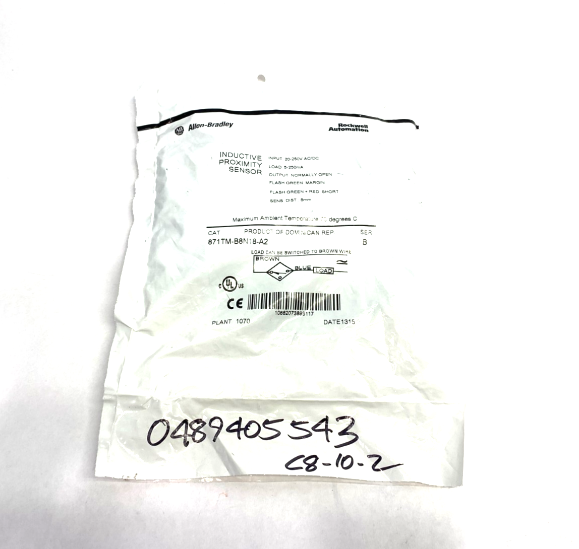 Allen Bradley 871TM-B8N18-A2 Ser. B Inductive Proximity Sensor 8mm Sense Distan. - Maverick Industrial Sales