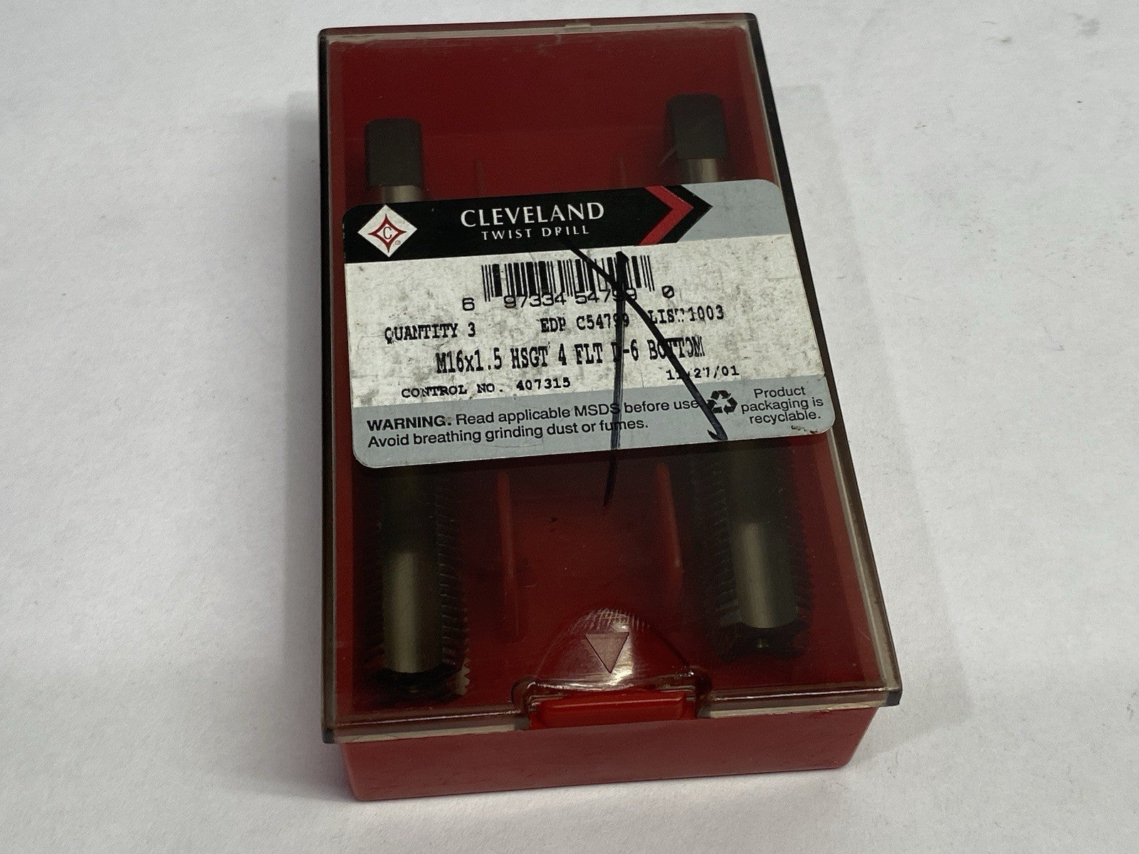 Cleveland C54799 Straight Flute Hand Tap M16x1.5 HSGT 4-Flute D-6 Bottom 2-PACK - Maverick Industrial Sales