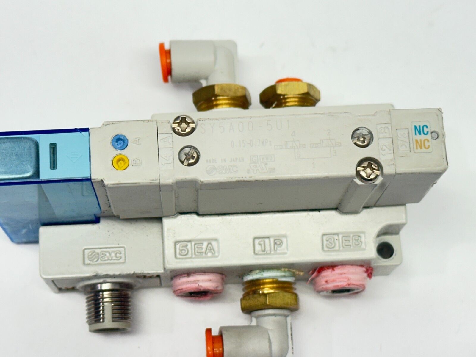 SMC SY50M-27-I-WO-02N Pneumatic Valve Manifold 5-Port - Maverick Industrial Sales