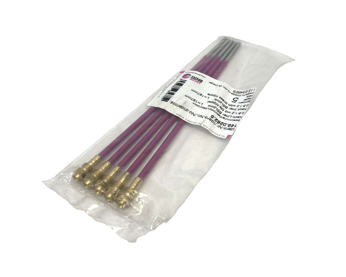 Abicor Binzel 149.0282 Neck-Liner WH 45/505/500T BSLpink 0.8-1.2 Ins L=197mm 5PK - Maverick Industrial Sales
