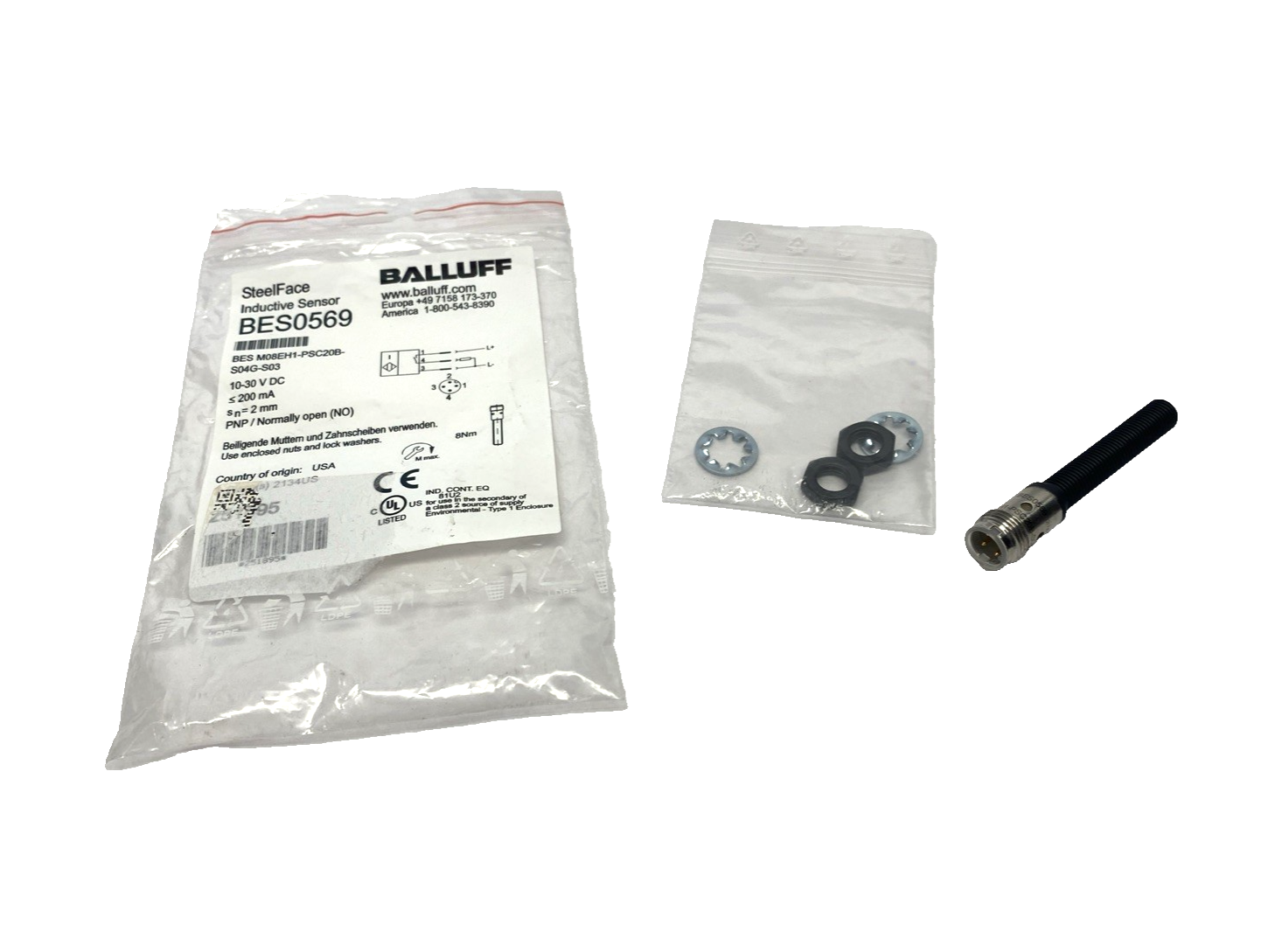 Balluff BES0569 SteelFace Inductive Sensor BES M08EH1-PSC20B-S04G-S03 - Maverick Industrial Sales