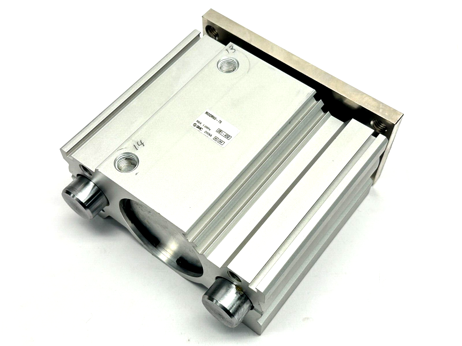 SMC MGQM63-75 MGQ Guided Cylinder w/ Slide Bearing 63mm Bore 75mm Stroke - Maverick Industrial Sales