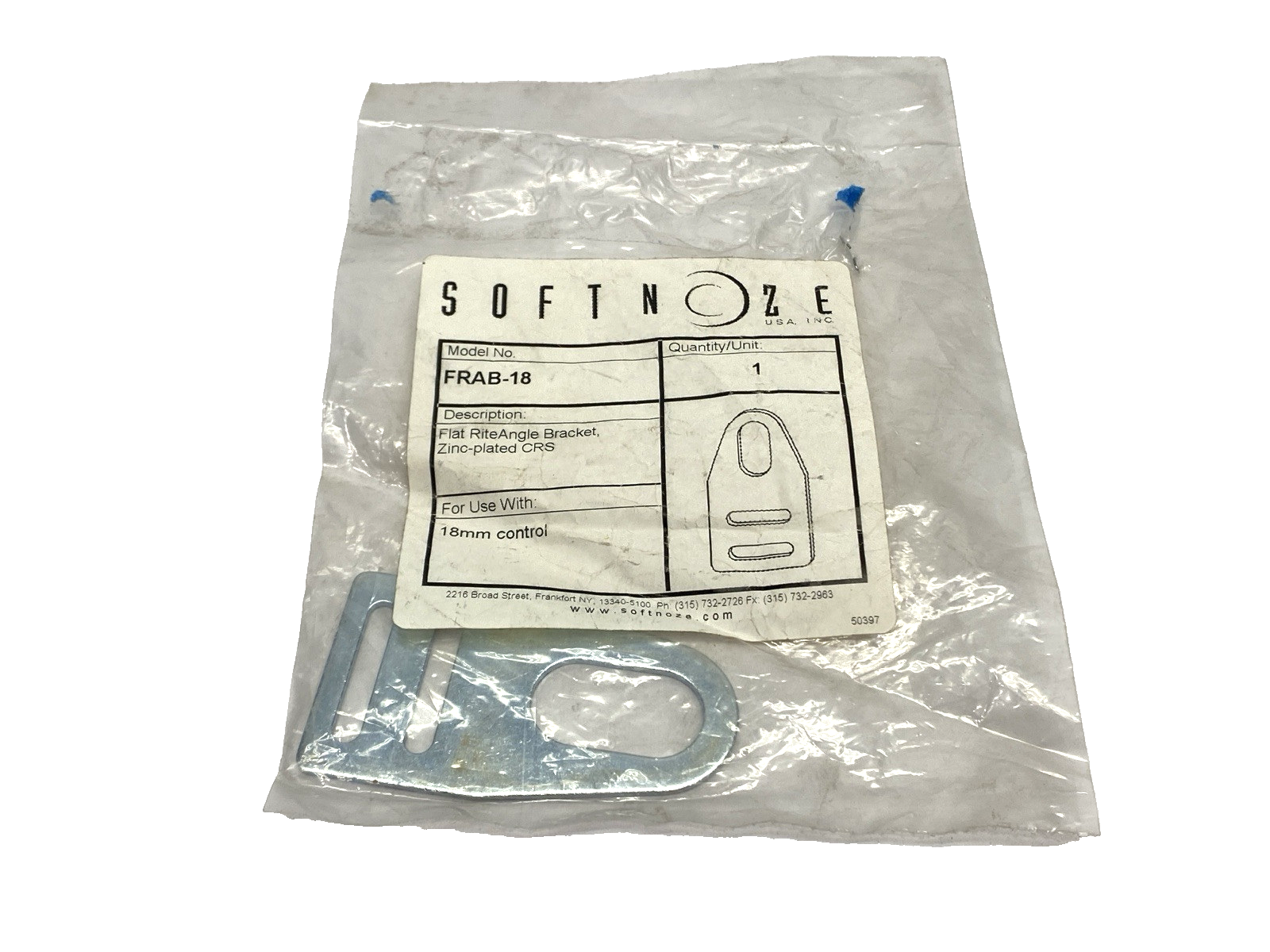 Softnoze FRAB-18 Flat Right Angle Bracket Zinc Plated - Maverick Industrial Sales