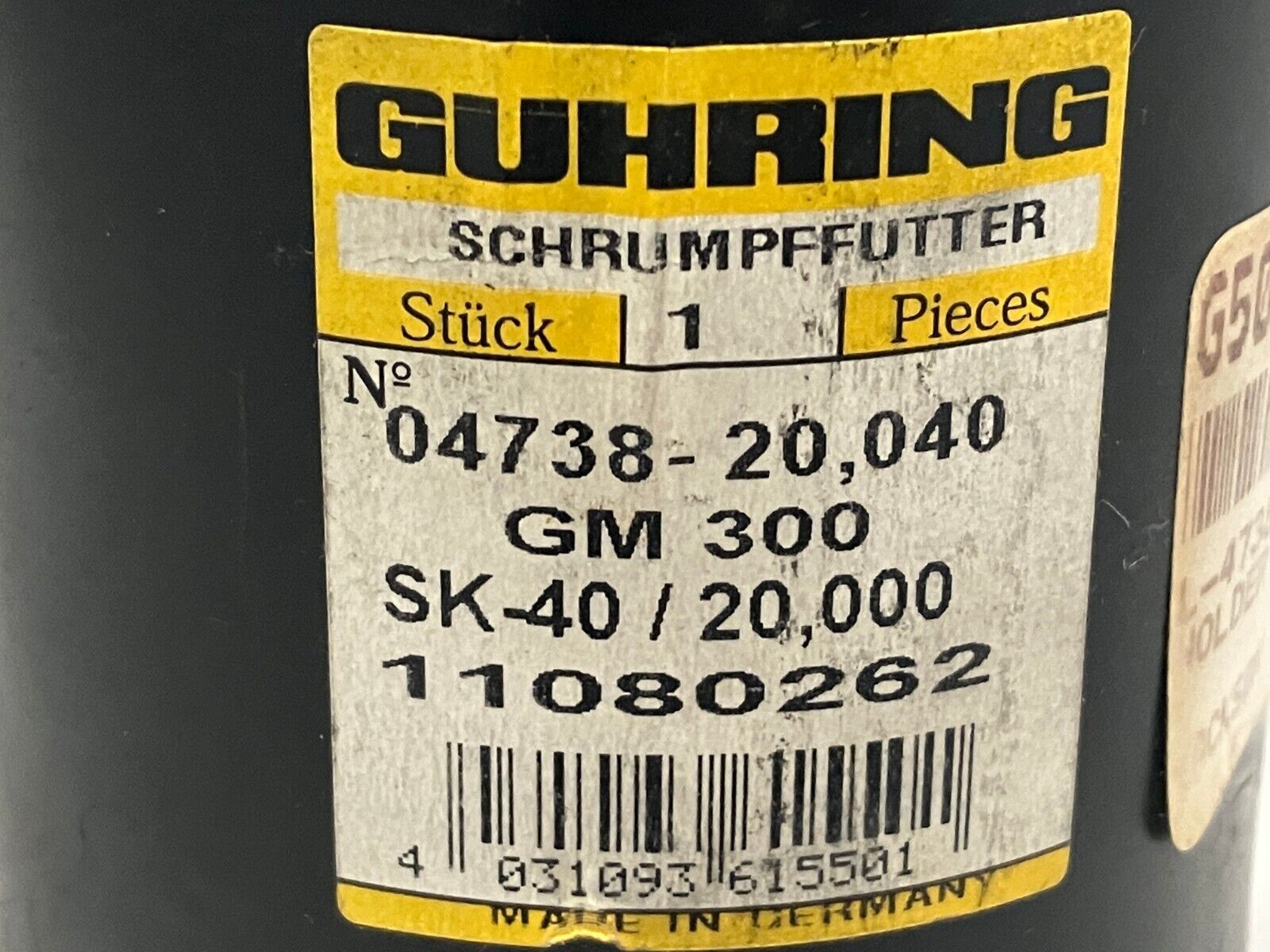 Guhring 9047380200400 Shrink Fit Tool Holder Chuck 20.04mm X 148.40mm - Maverick Industrial Sales