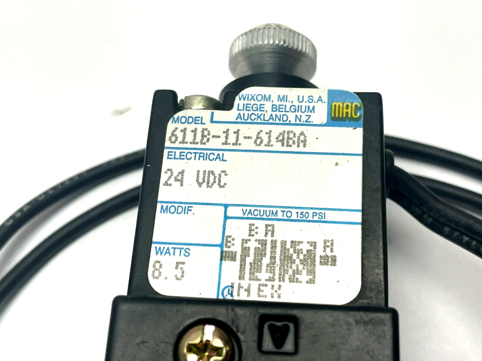 MAC Valves 611B-11-614BA Solenoid Valve 150PSI 8.5W 24VDC - Maverick Industrial Sales
