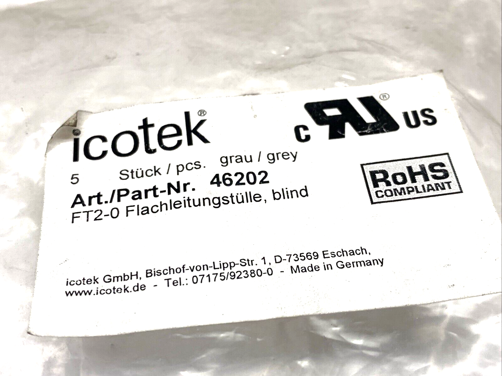 Icotek FT2-0 Cable Grommet For Flat Cables 46202 LOT OF 2 - Maverick Industrial Sales
