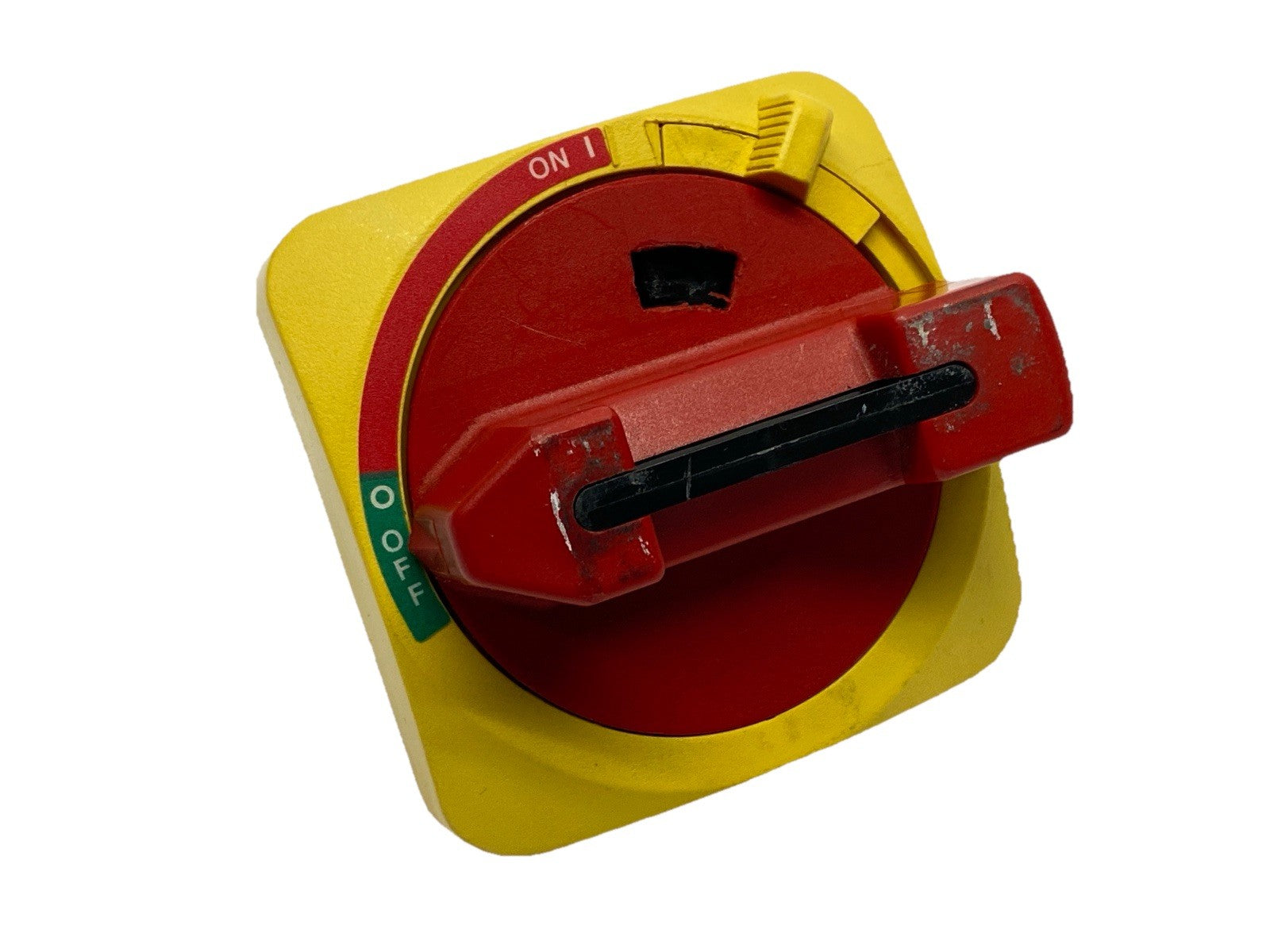 194R-HS4E | Allen Bradley Ser A Rotary Disconnect Switch Handle Red/Yellow - Used - Maverick Industrial Sales