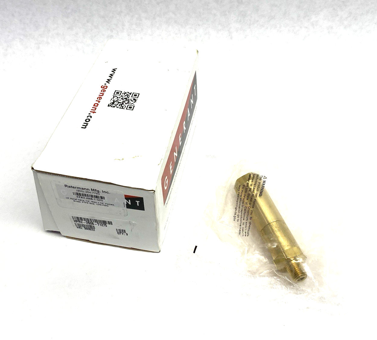 HPRV-250B-T1275 | Generant Inline Relief Valve, 1/4" Male to 1/4" Female, 1275psi - New – Open box - Maverick Industrial Sales