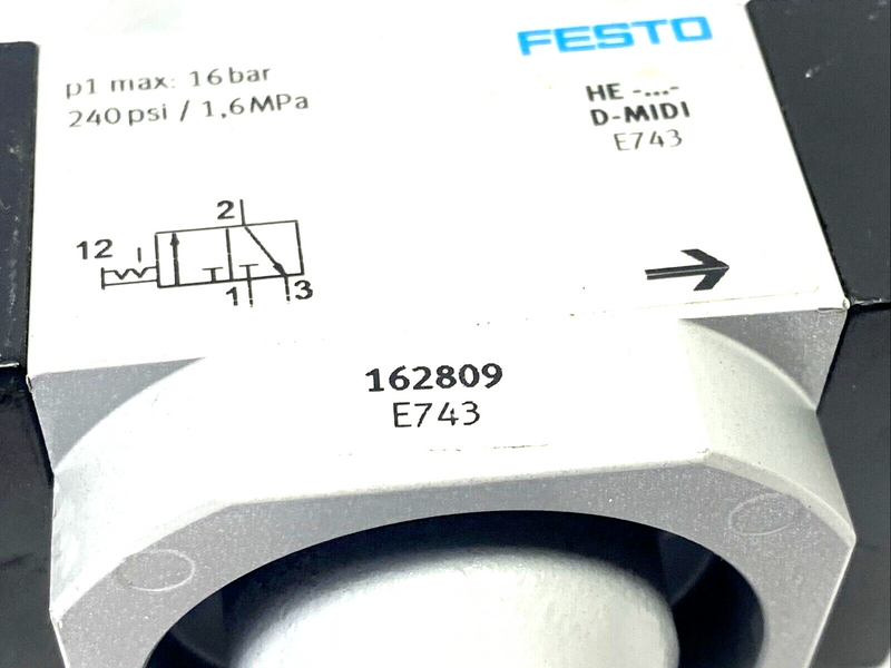 Festo HE-3/8-D-MIDI Pneumatic On/Off Valve 162809 - Maverick Industrial Sales