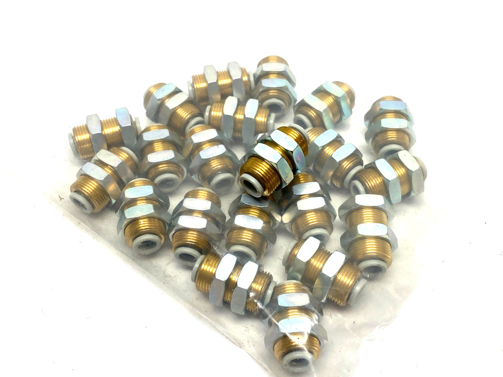 KQ2E06-00A | SMC Push-to-Connect Straight Bulkhead Union Fitting 6mm LOT OF 22 - New – Open box - Maverick Industrial Sales